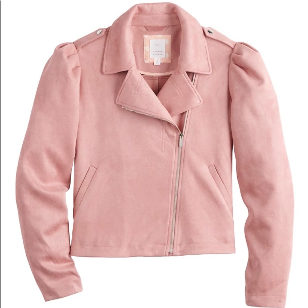 Women's Lauren Conrad Puffed Sleeve Soft Faux Suede Moto Jacket Size XL